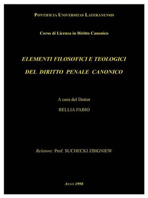 cover image of Elementi filosofici e teologici del diritto penale canonico